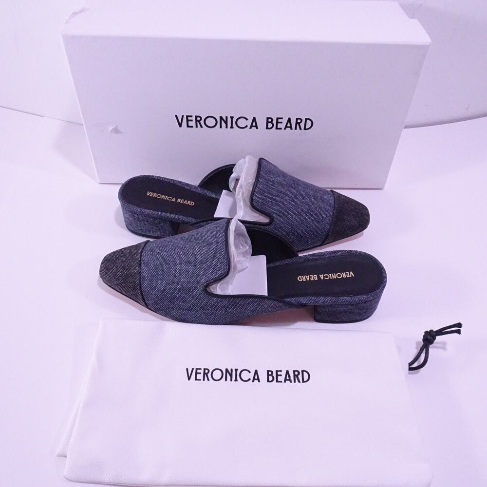Veronica Beard Black and Gray Heeled Mules - Picture 3 of 9